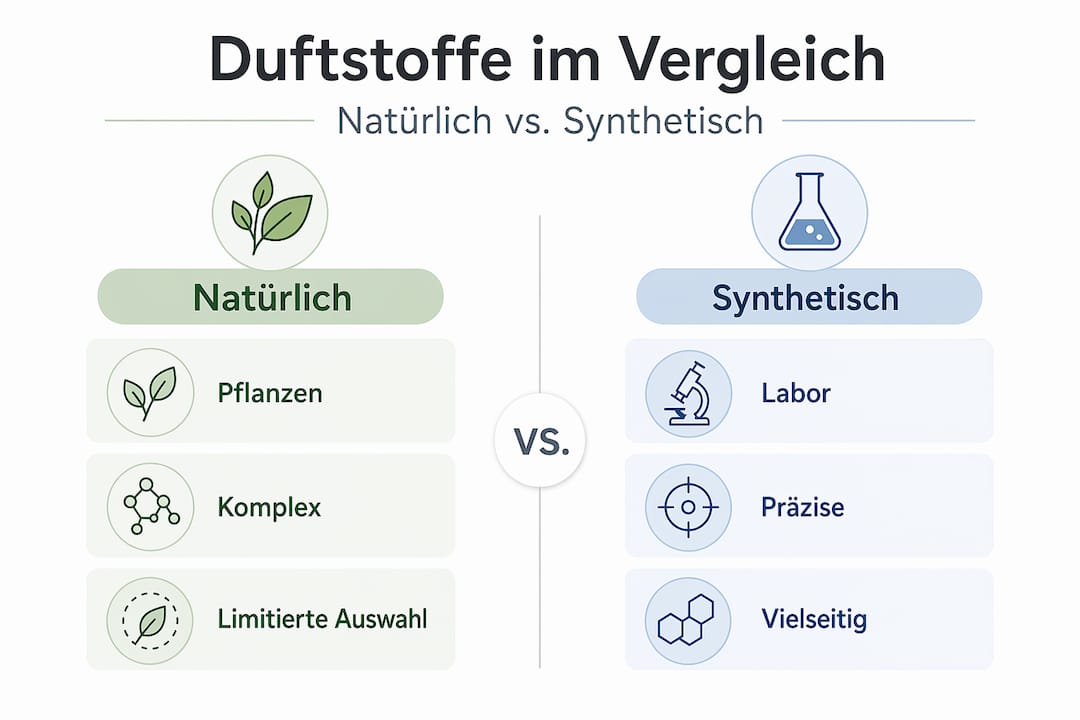 Infografik: Natürliche vs. synthetische Duftstoffe im direkten Vergleich