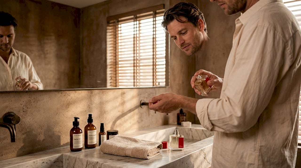 Man brengt thuis zijn favoriete designerparfum aan