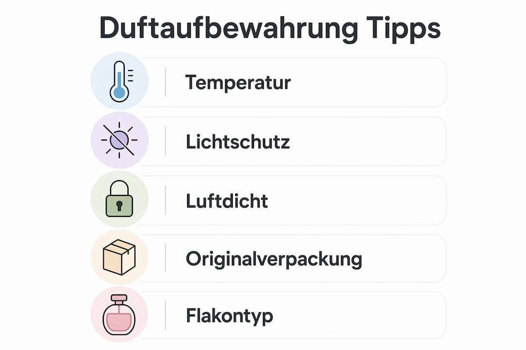 Infografik: Die wichtigsten Tipps zur richtigen Aufbewahrung von Parfüm auf einen Blick