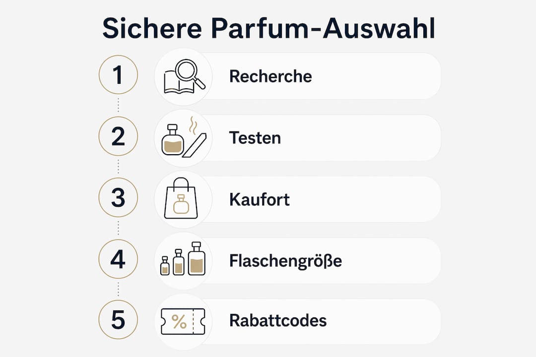 Infografik: So findest du günstigere Parfums, ohne auf Qualität zu verzichten – Schritt für Schritt erklärt
