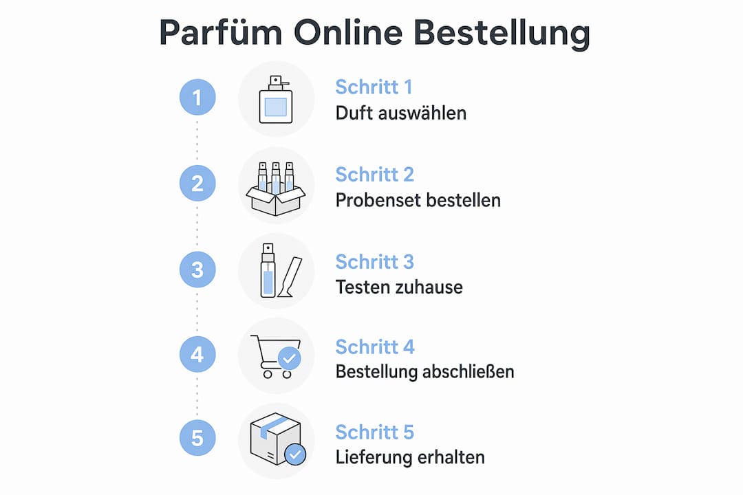 Übersichtliche Infografik: So findest du Schritt für Schritt das perfekte Parfum im Online-Shop
