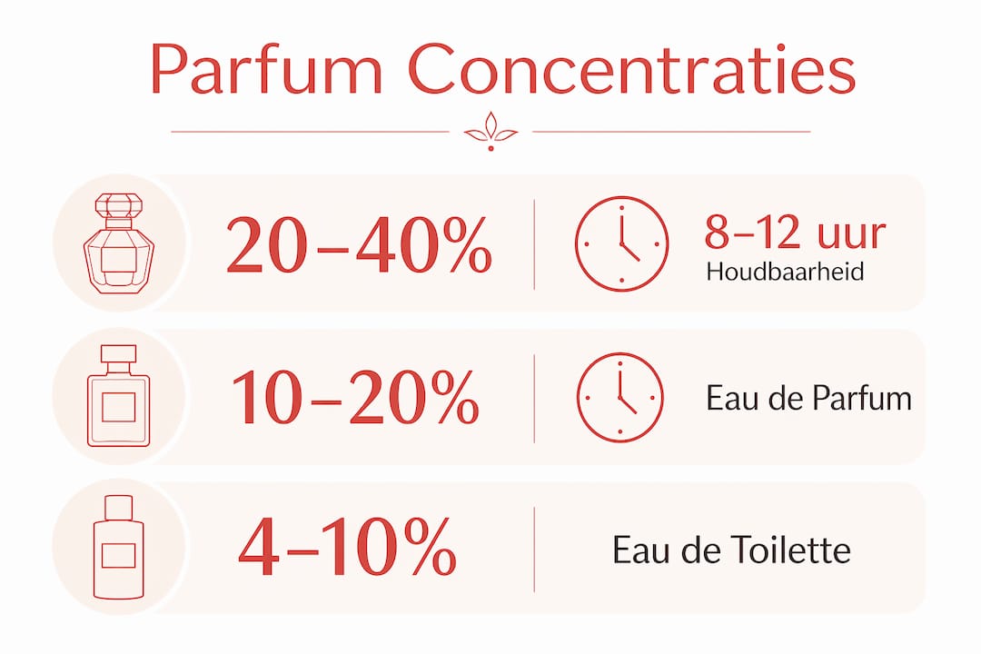 Overzicht van de verschillende parfumsoorten: hun concentratie en hoe lang ze blijven ruiken