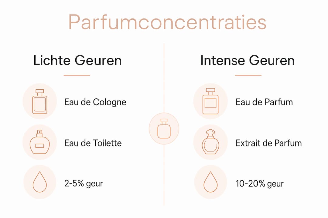 Overzichtelijke infographic met de verschillende parfumsterktes op een rij
