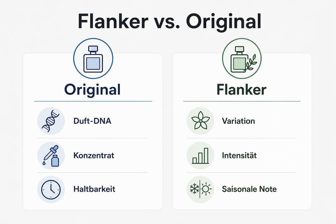 Infografik: Vergleich zwischen Flanker und Originalduft