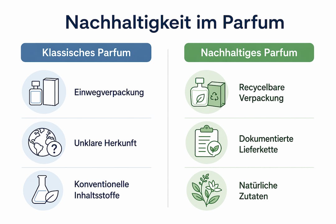 Infografik: Nachhaltige Parfums im Vergleich zu traditionellen Düften