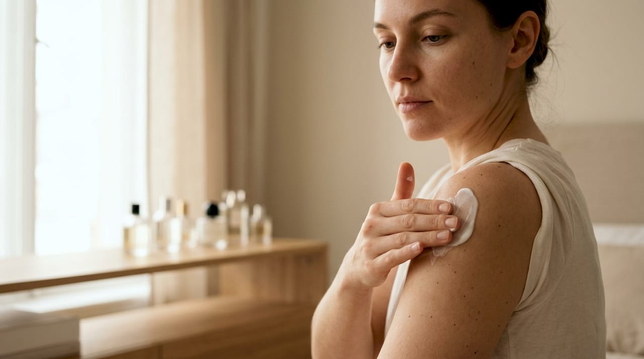 Bodylotion aanbrengen op de onderarm vóór het parfum