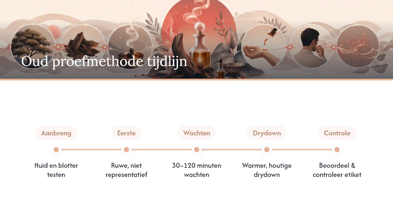 Zeitleiste zum Testen und Bewerten von Oud-Parfums