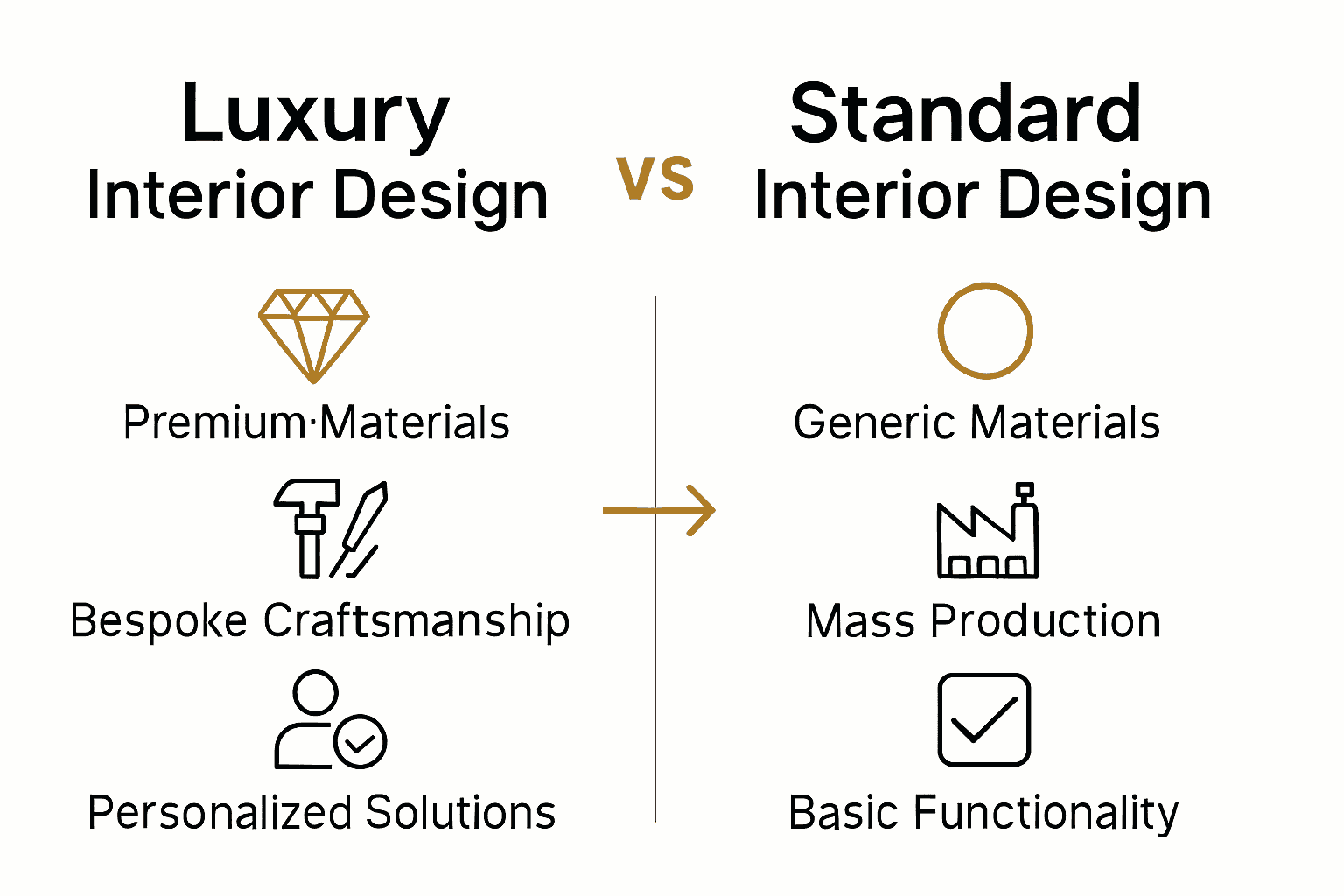 Infographic comparing luxury vs standard interior design features