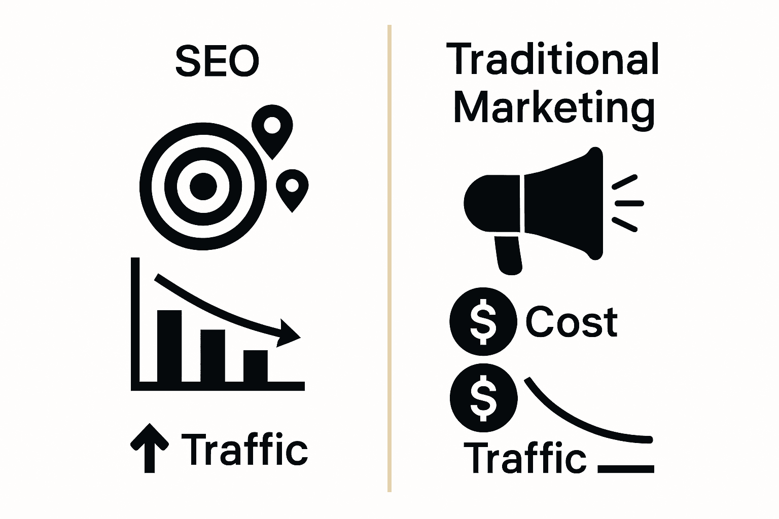 Infographic comparing SEO and traditional marketing for Florida SMBs.