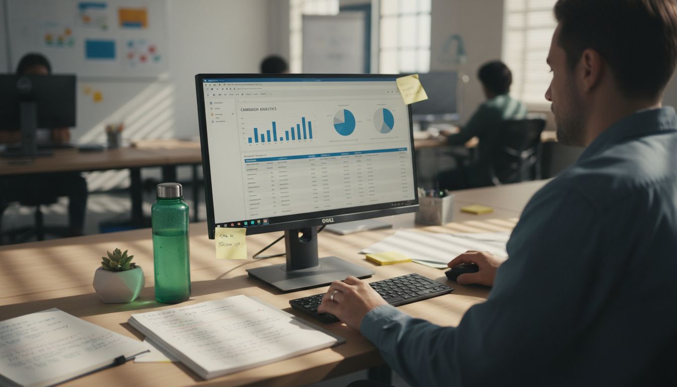Specialist using marketing automation dashboard