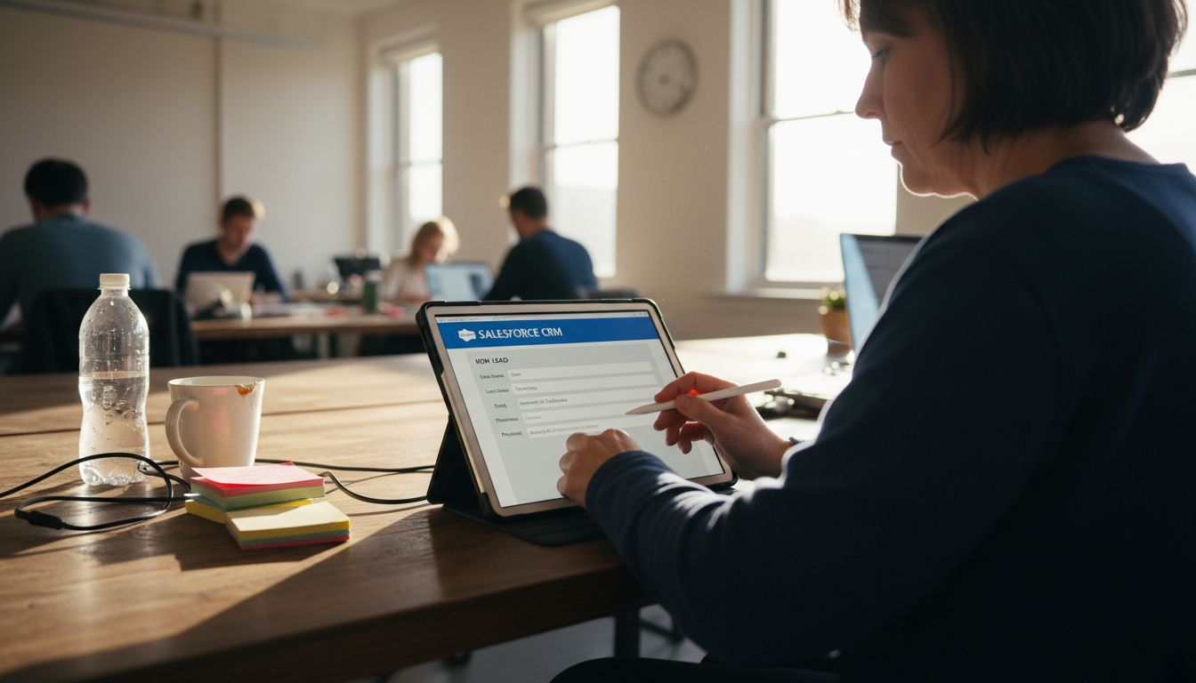 Woman at shared desk automating lead capture