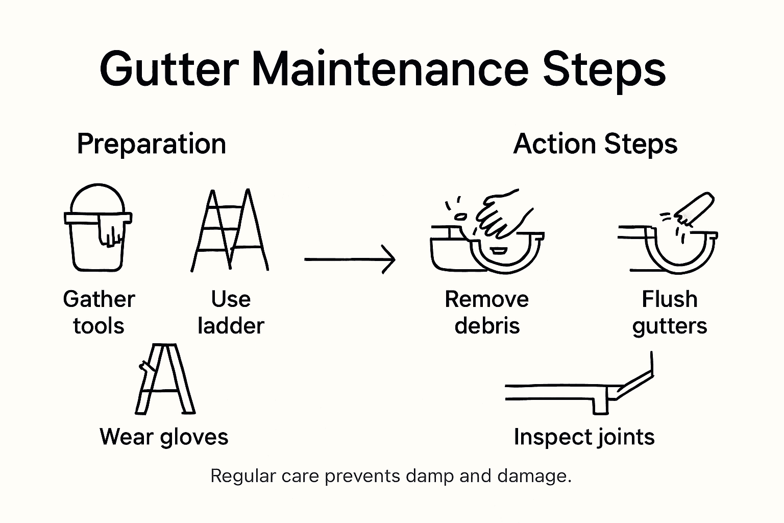Infographic showing key gutter maintenance steps