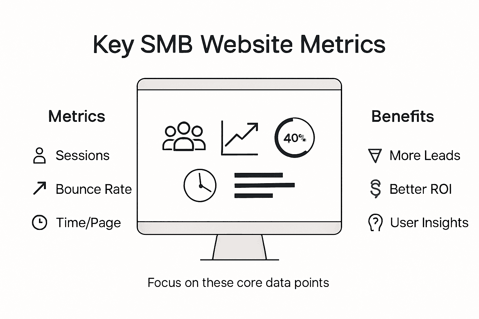 Infographic of core SMB web metrics and benefits