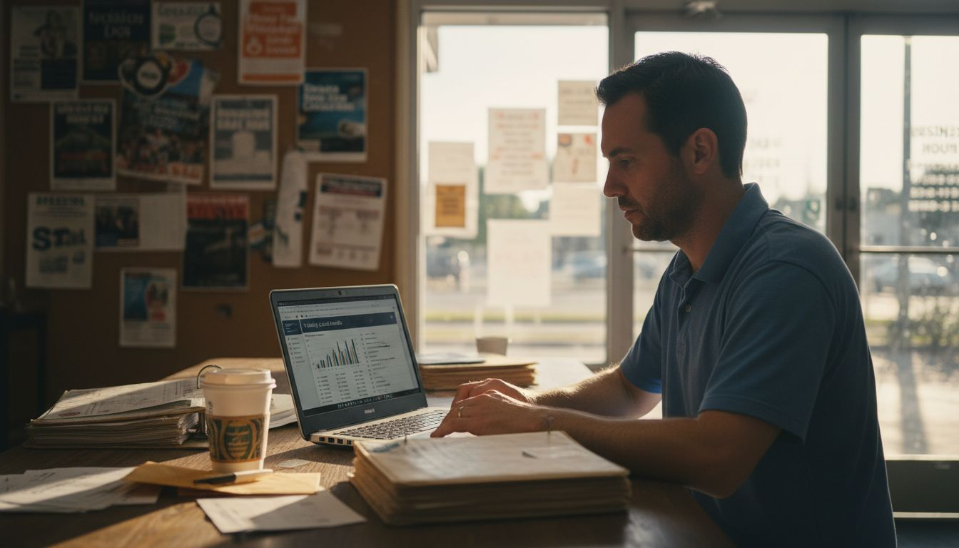 Shop owner reviews SEO search results