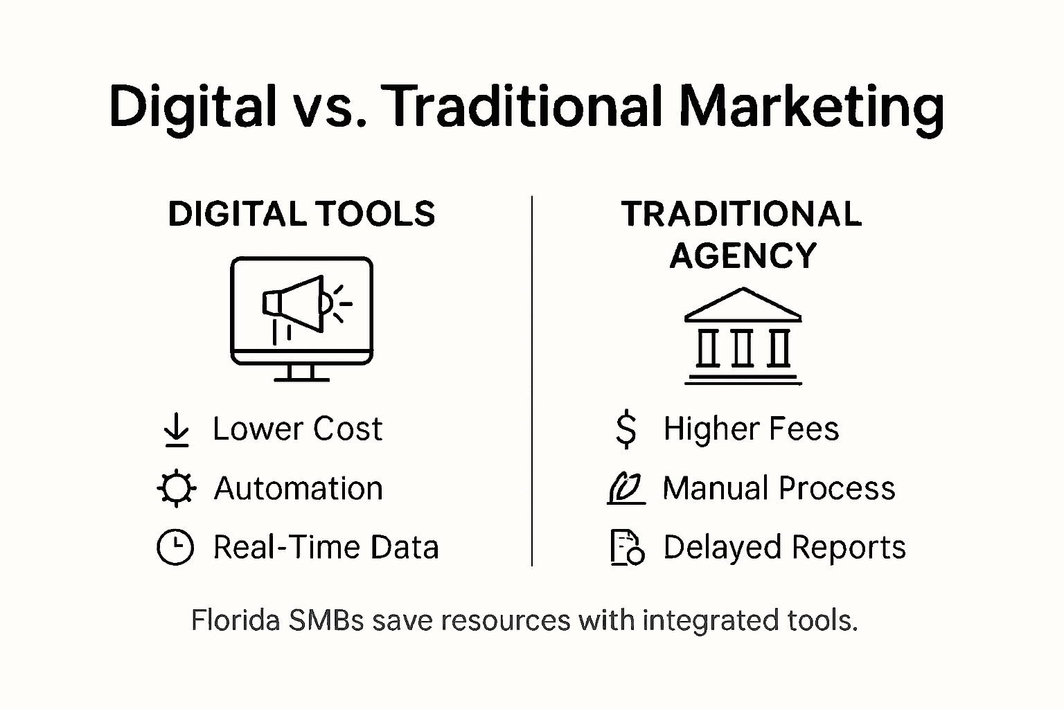 Infographic comparing marketing platforms for SMBs