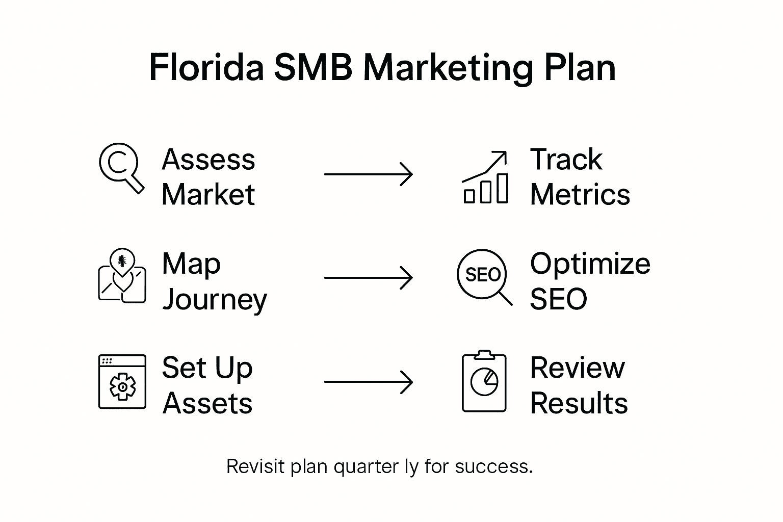 Infographic with steps for Florida SMB marketing plan