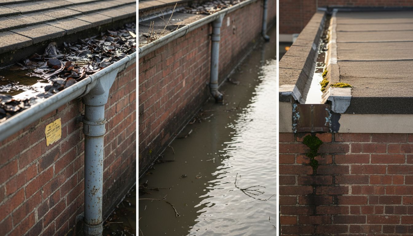 Closeups of various commercial gutter types