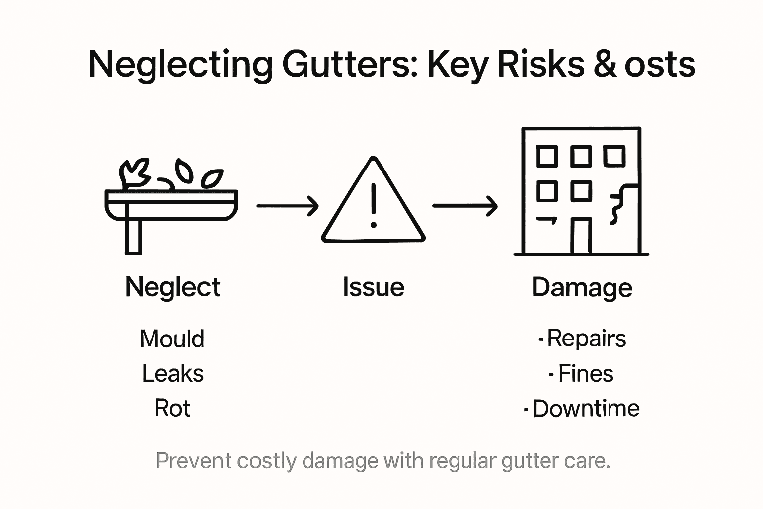 Infographic outlining risks and costs of gutter neglect