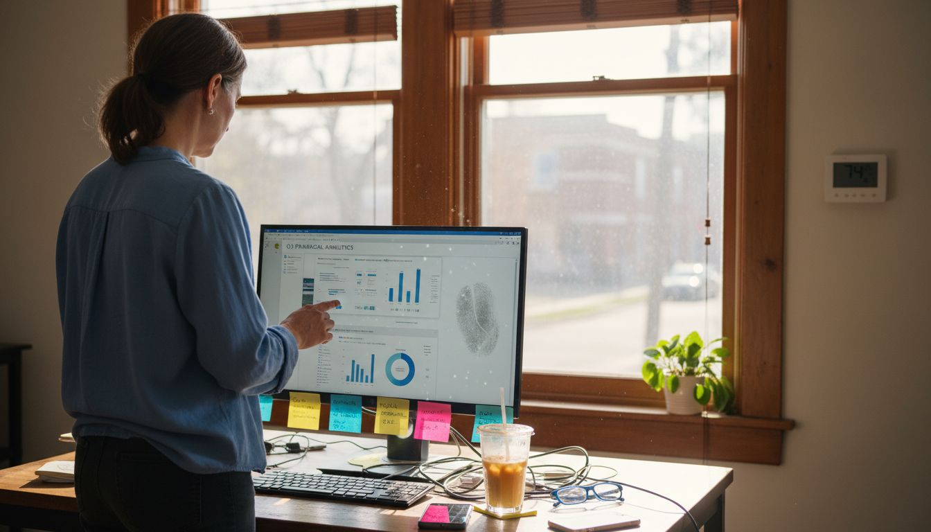 Businesswoman using AI marketing dashboard