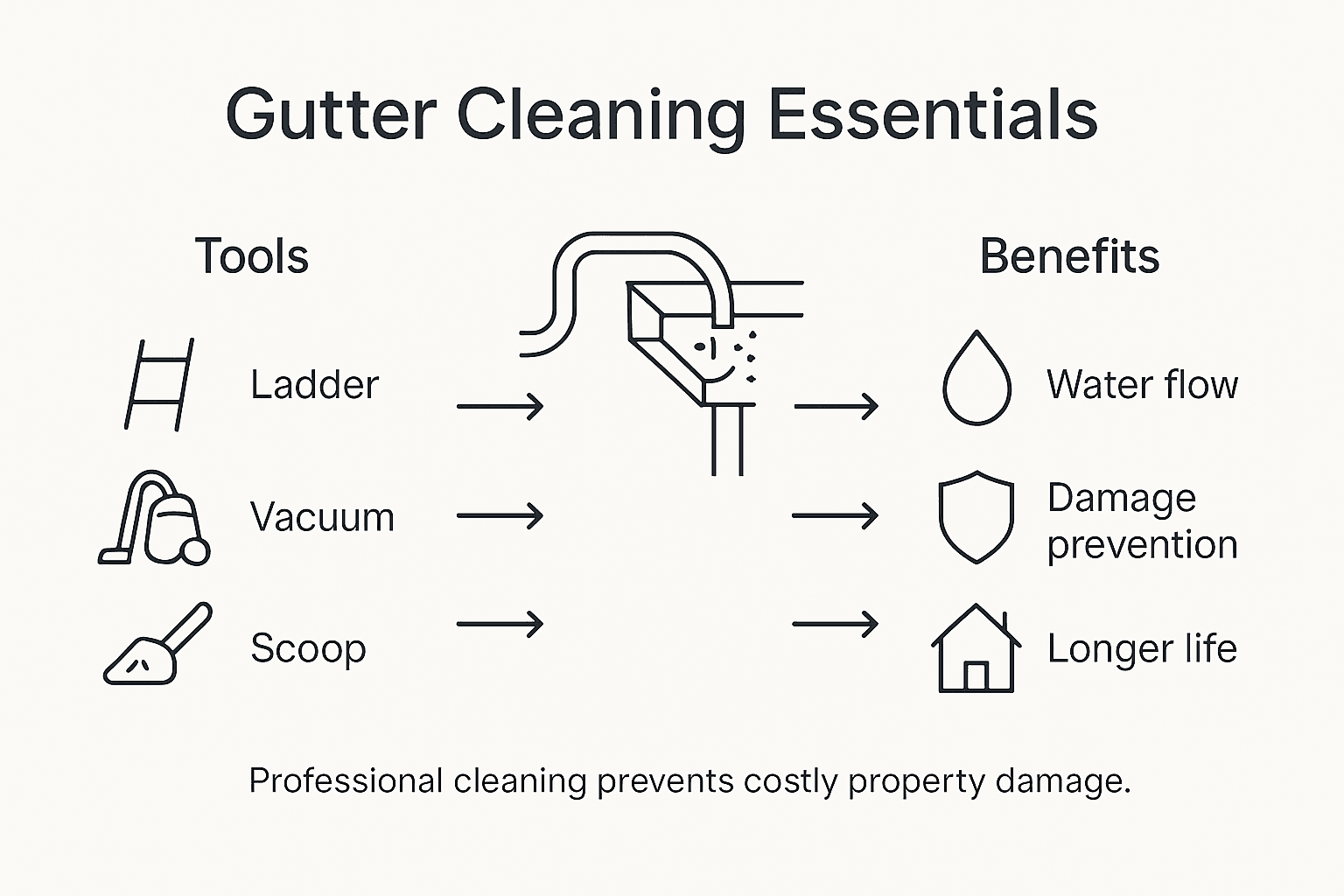 Infographic showing gutter cleaning process essentials