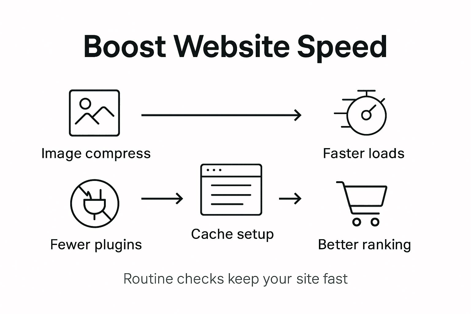 Infographic listing website speed optimization steps and outcomes