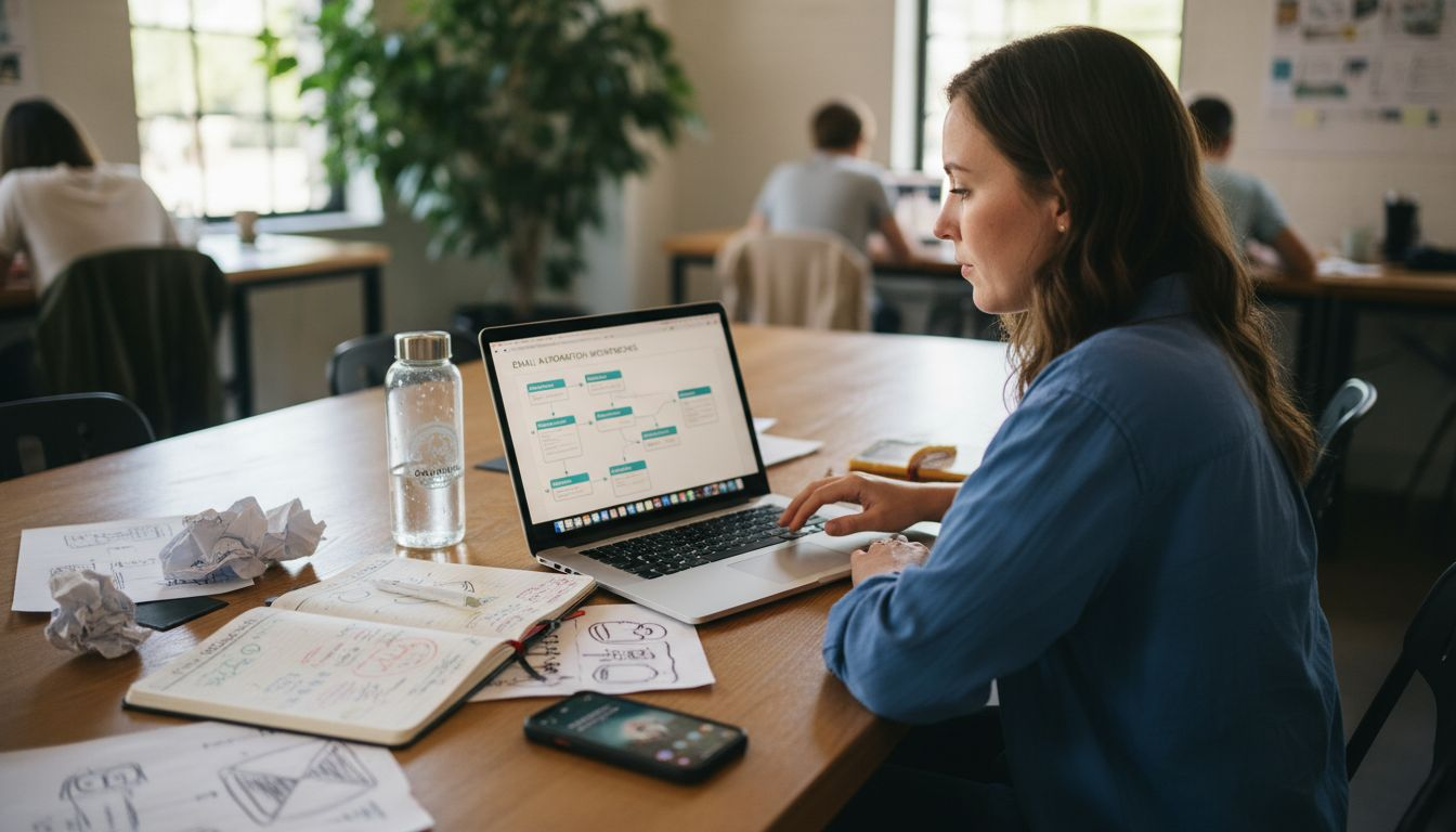 Woman setting up SMB marketing automation