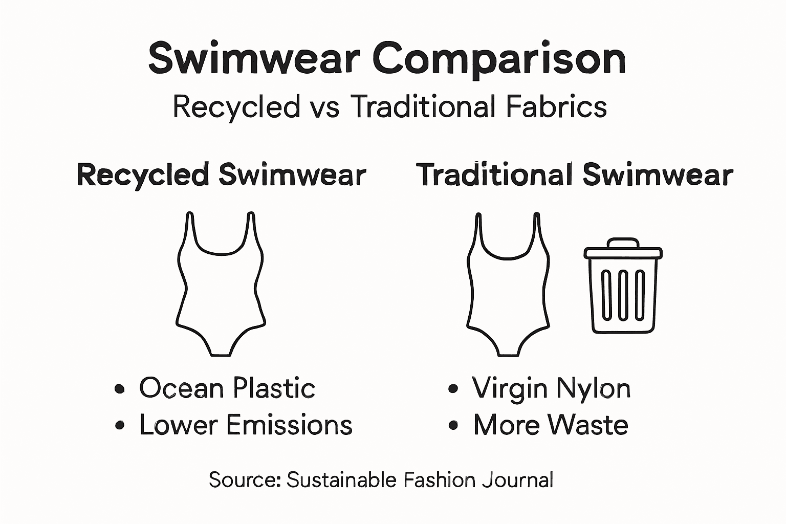 Infographic comparing recycled and traditional swimwear