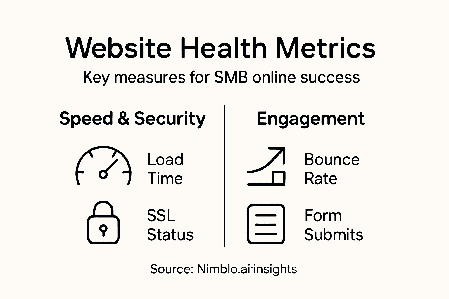 Infographic website health metrics for small business