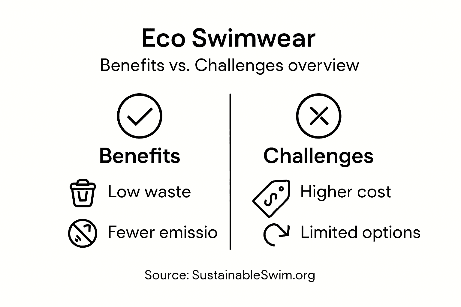 Infographic of eco swimwear benefits and challenges