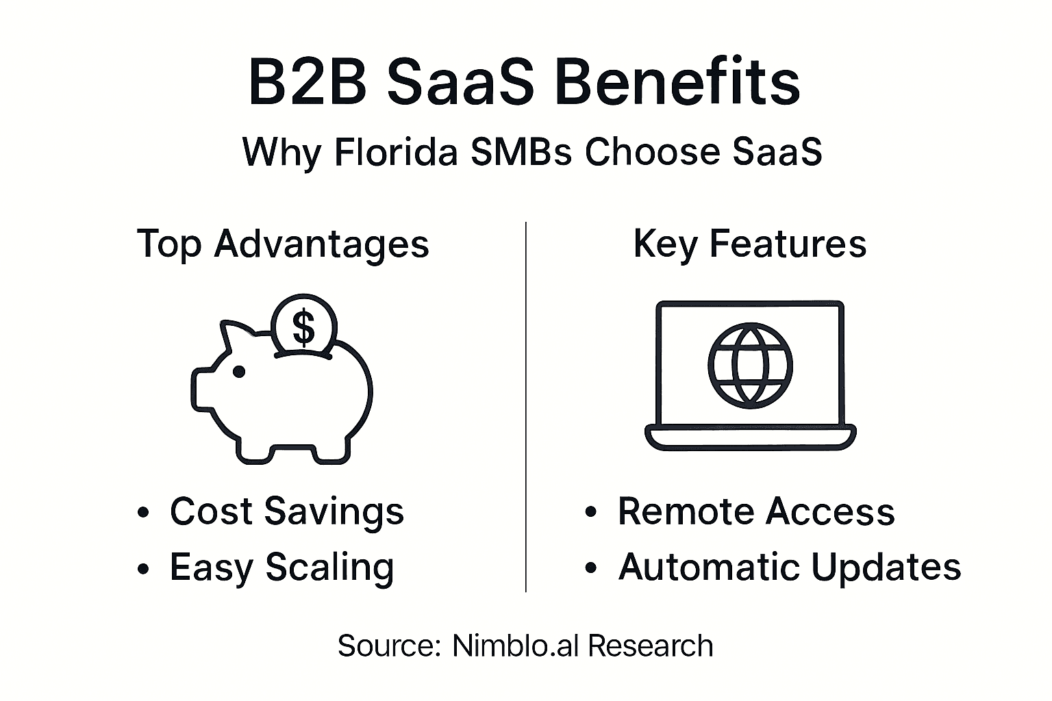 Infographic showing key benefits of B2B SaaS for SMBs