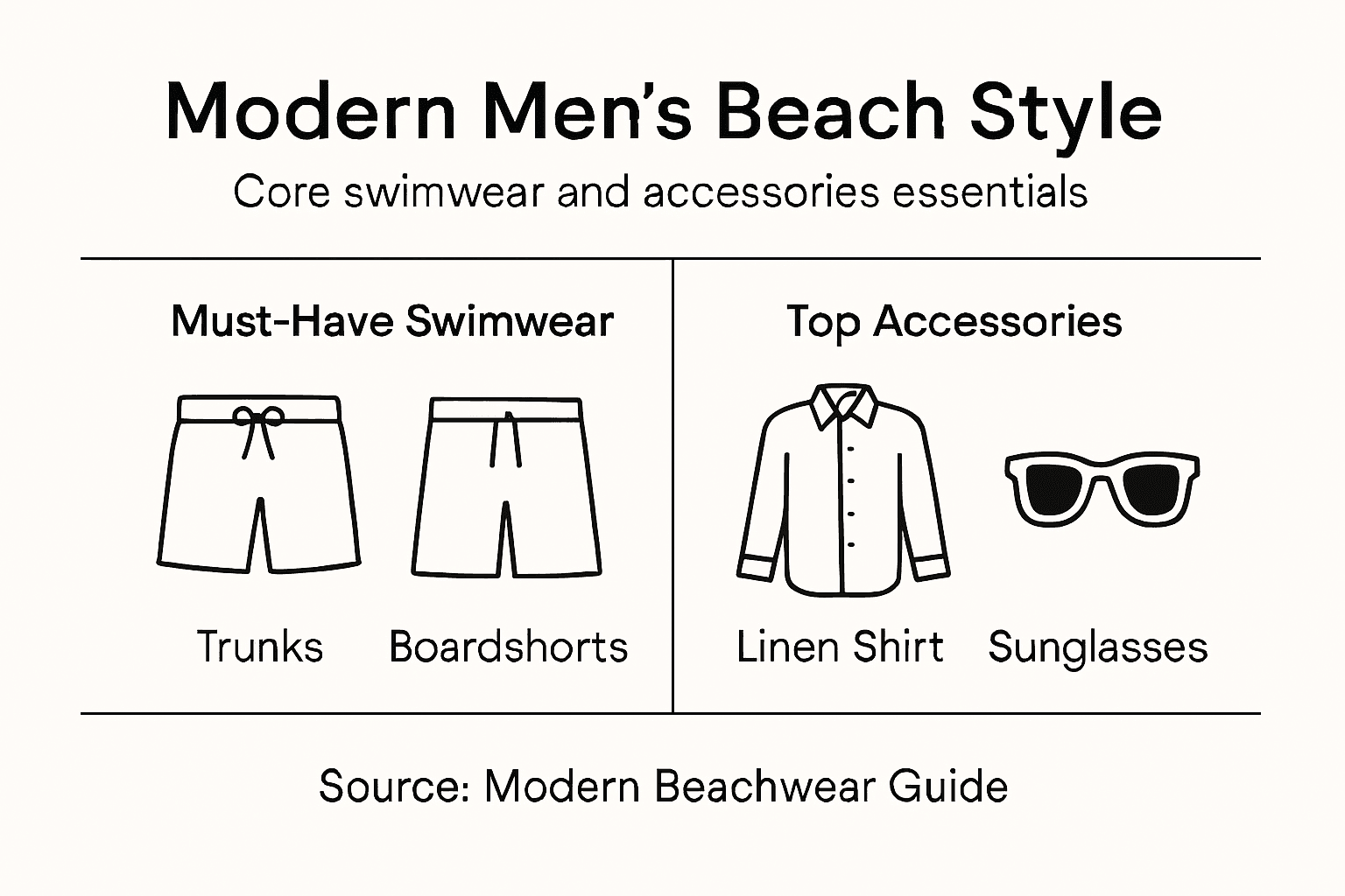 Infographic on men’s beach swimwear essentials