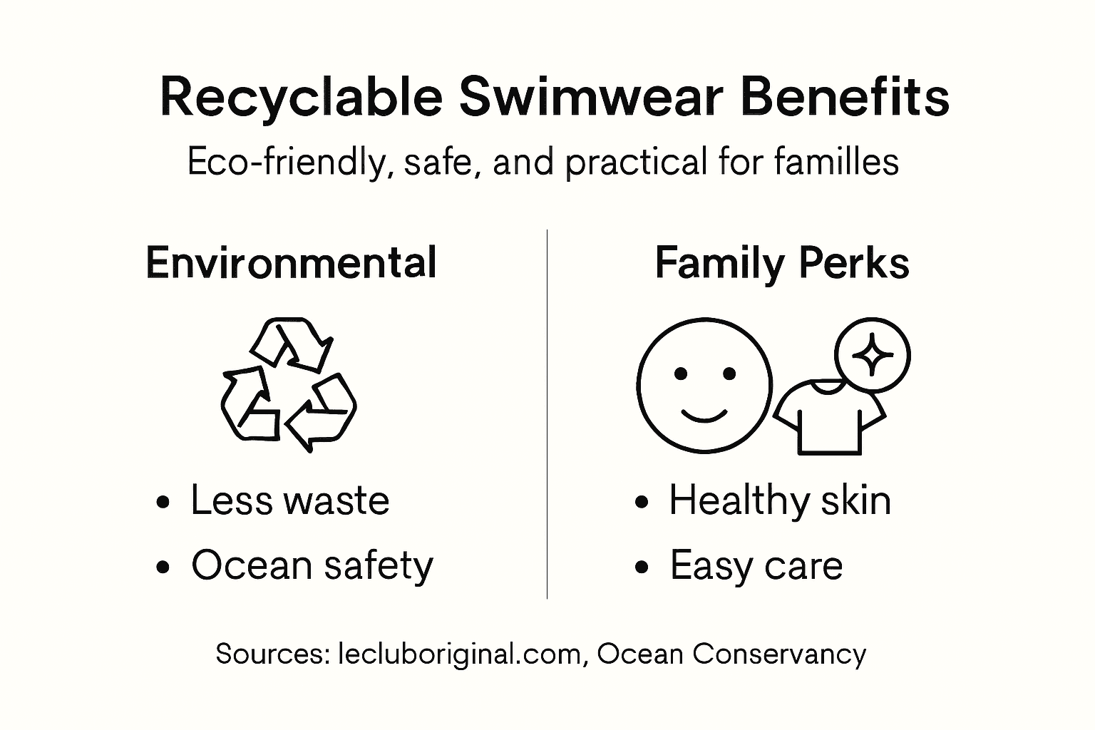 Infographic summarizes recyclable swimwear family benefits