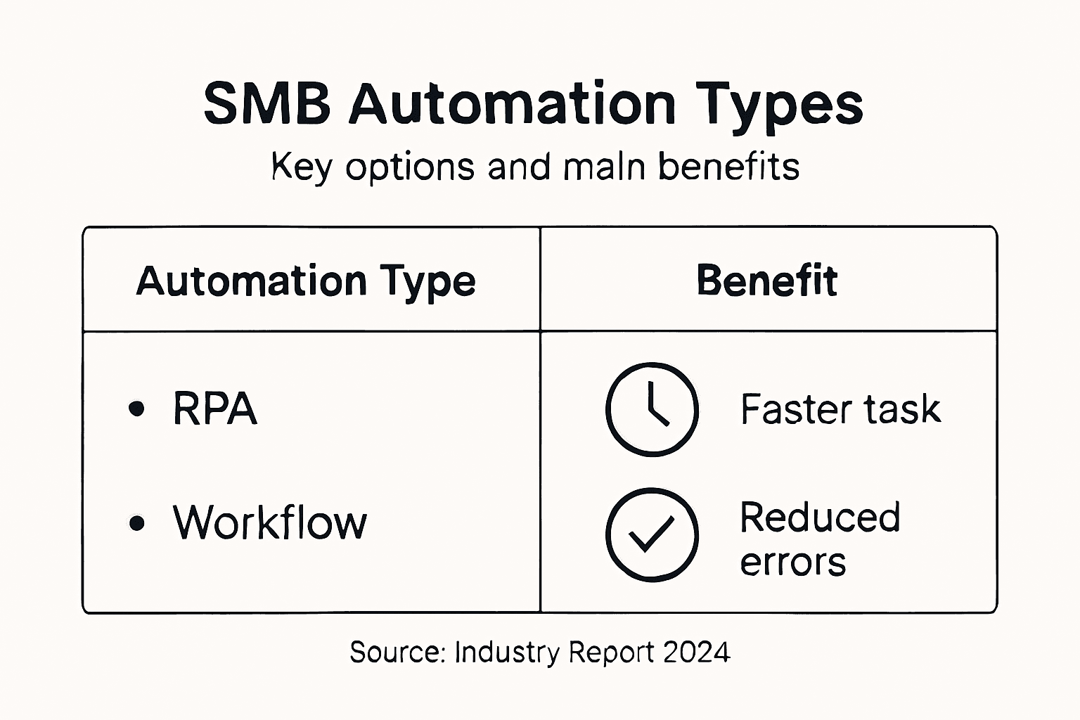 Infographic of main SMB automation types