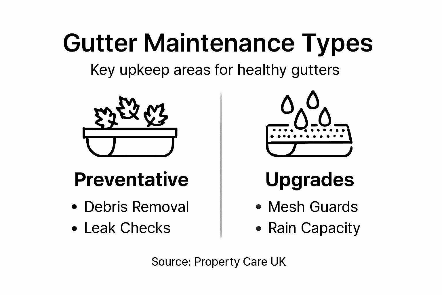 Infographic showing gutter maintenance types