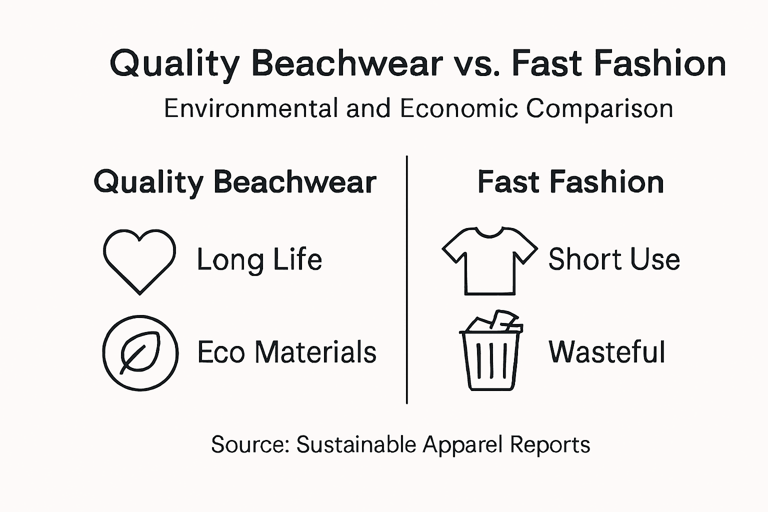Infographic comparing quality and fast fashion swimwear