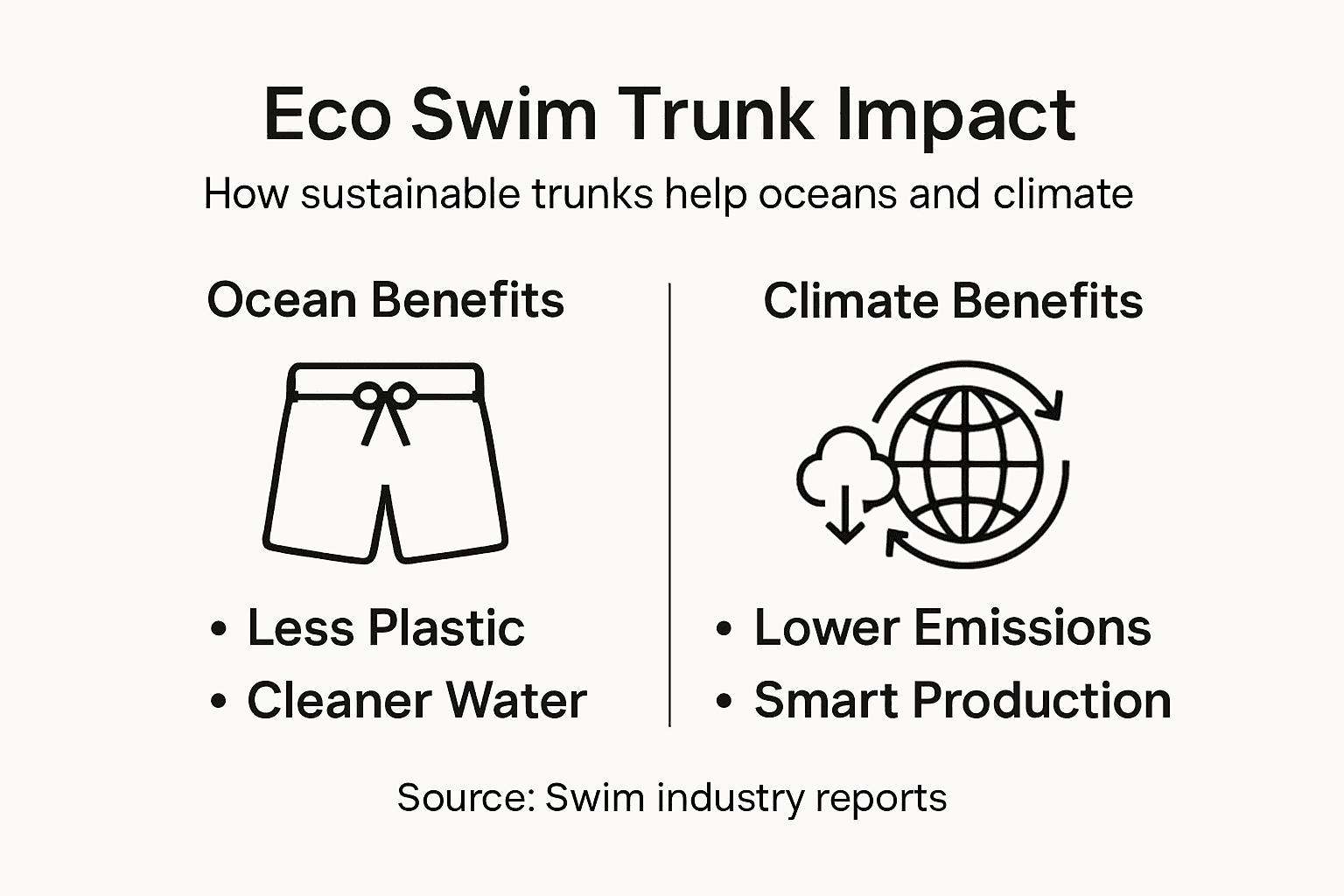 Infographic showing eco swim trunks benefits