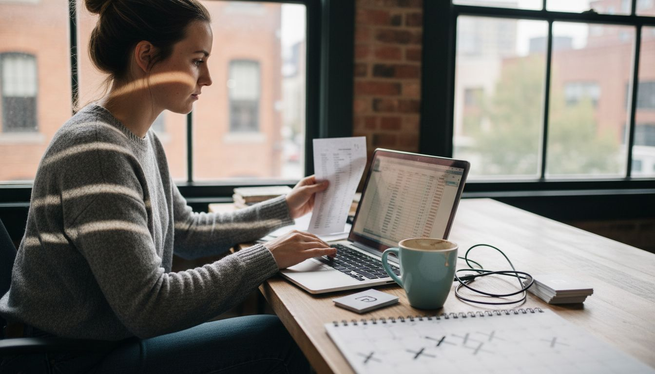 Woman filling lead capture form in office