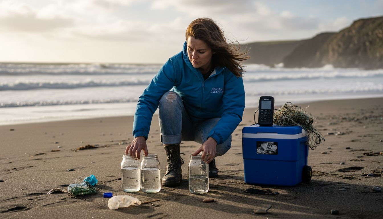 Scientist testing ocean water for microplastics