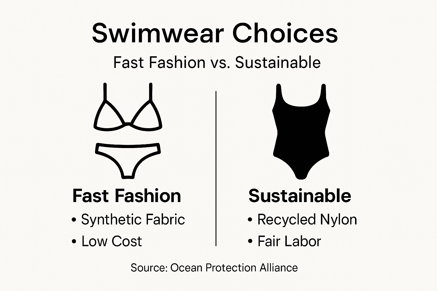 Infographic comparing fast fashion and eco swimwear