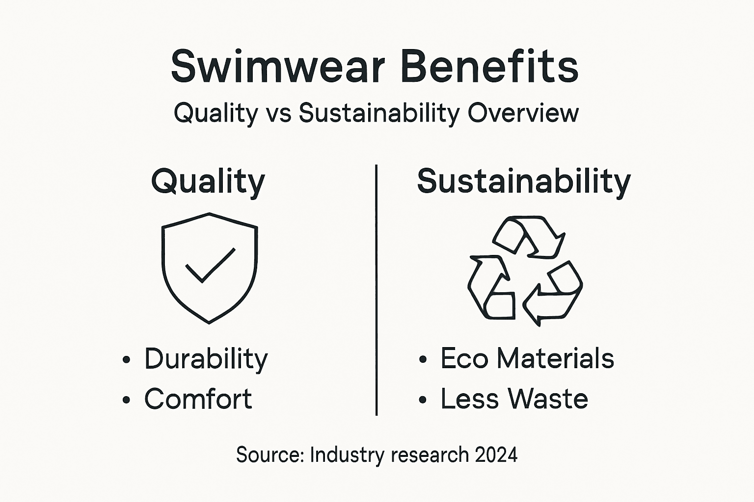 Infographic comparing swimwear quality and sustainability