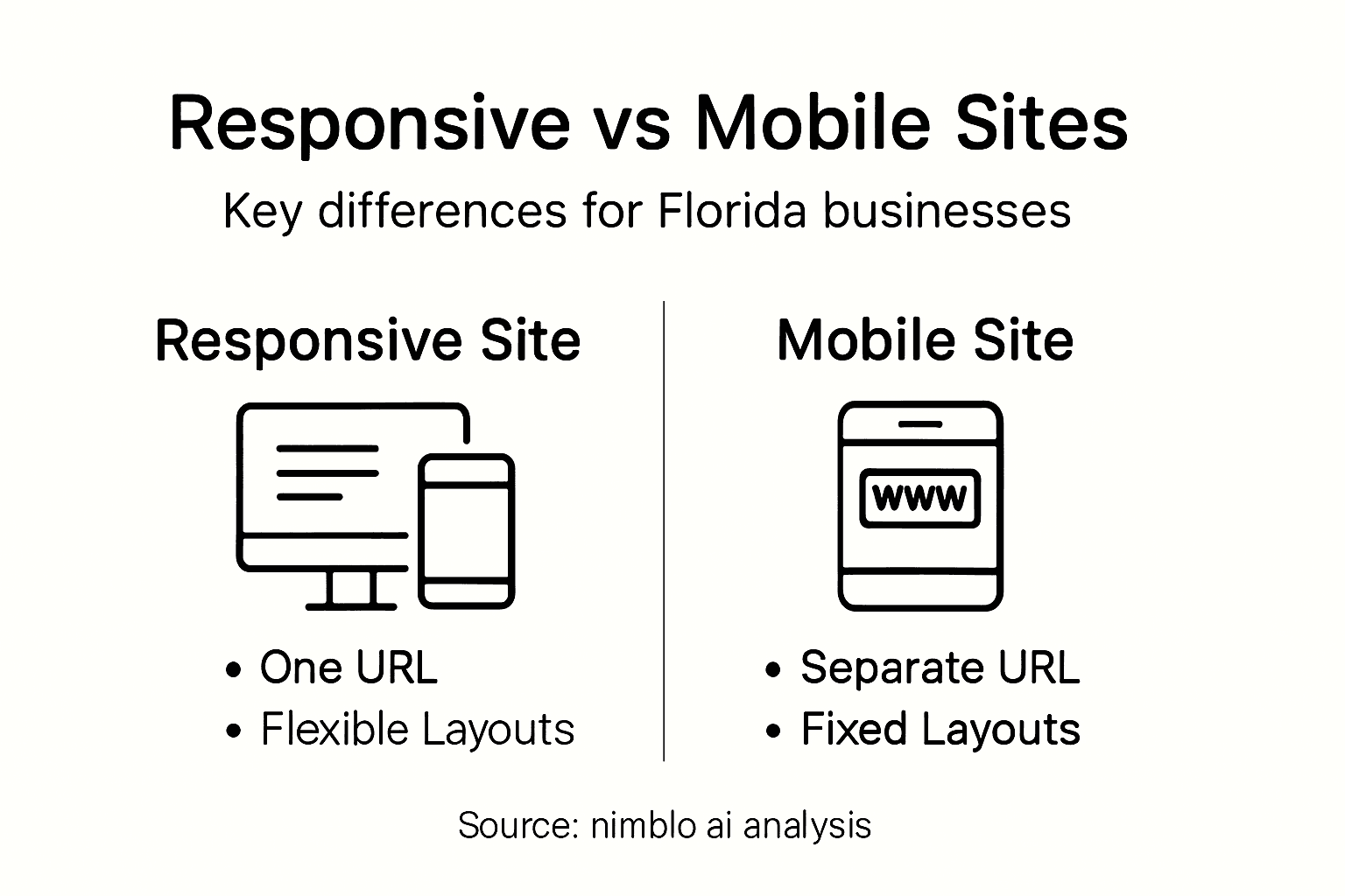 Infographic comparing responsive and mobile sites