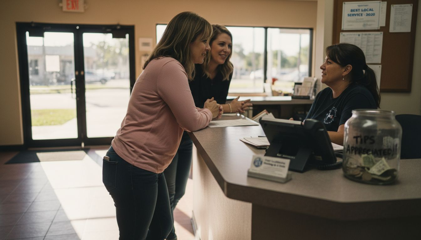 Florida SMB interacting with local customers in office