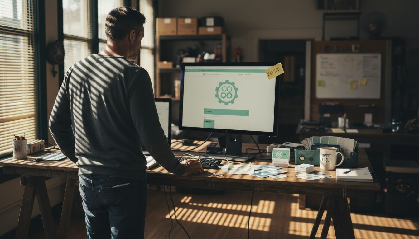 Business owner customizing website branding