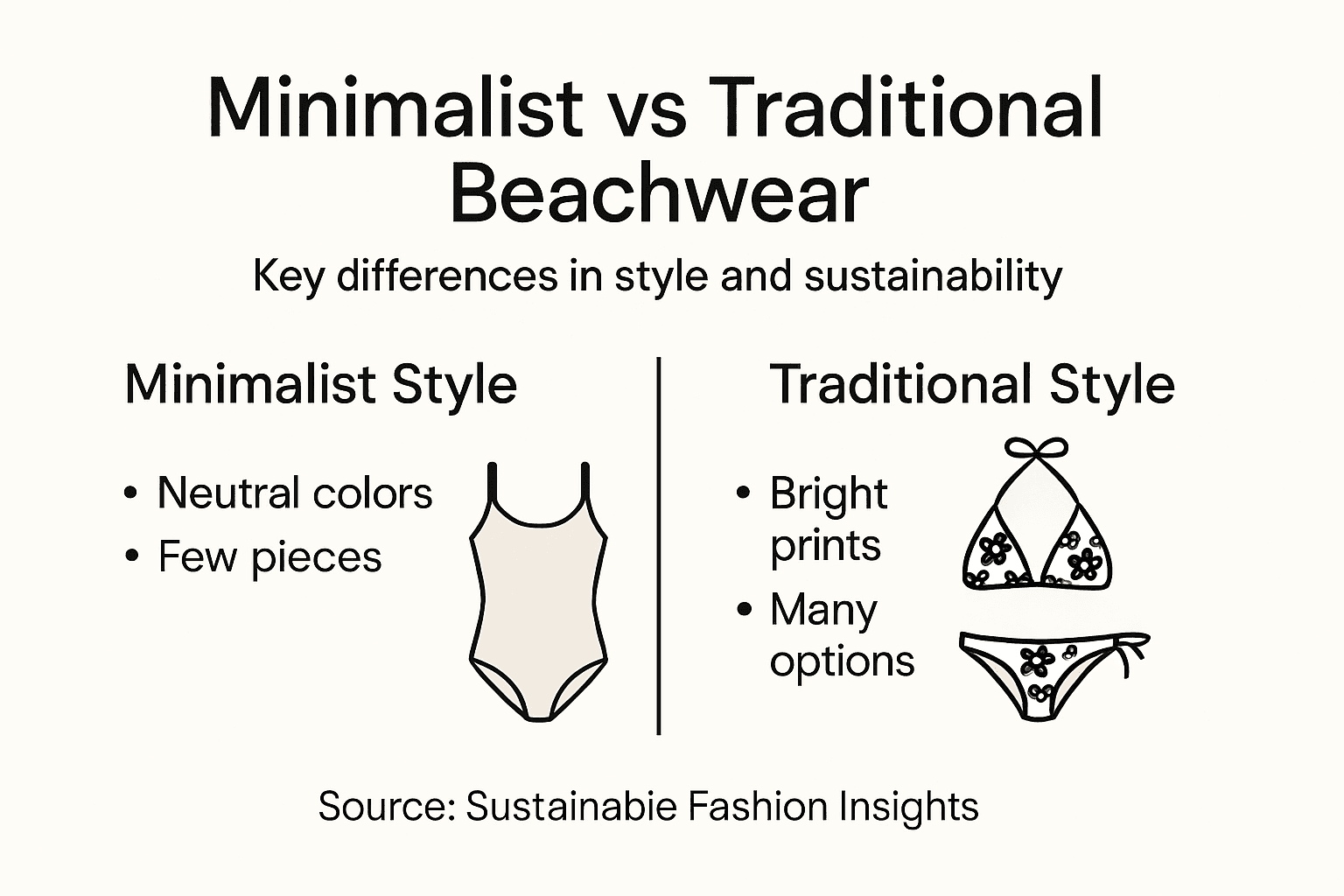 Infographic showing minimalist versus traditional beachwear