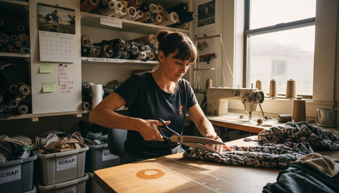 Workshop scene of sustainable swimwear production