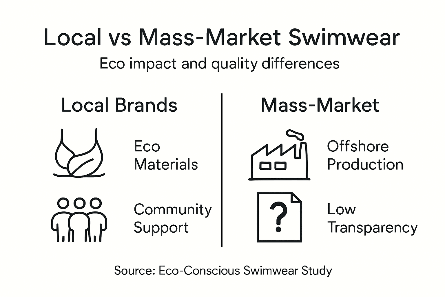 Infographic comparing local and mass-market swimwear