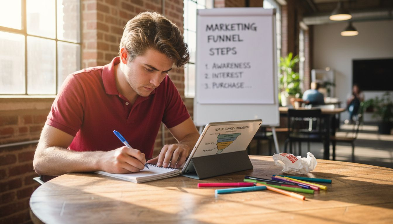 Assistant taking notes on funnel stages