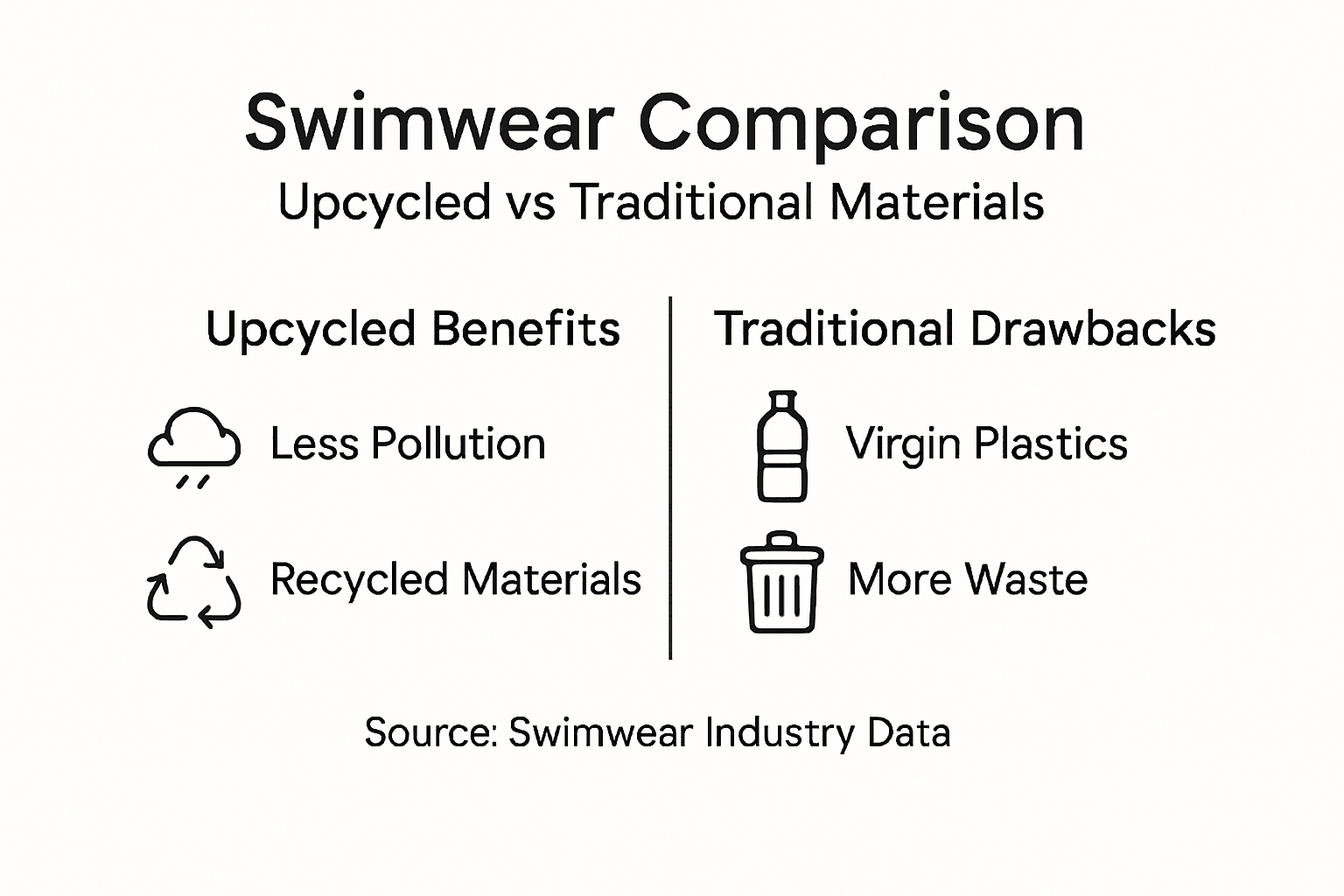 Infographic comparing upcycled and traditional swimwear