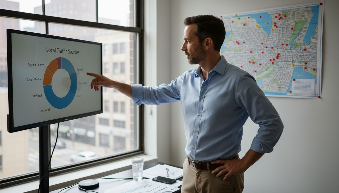 Manager displays local traffic source pie chart