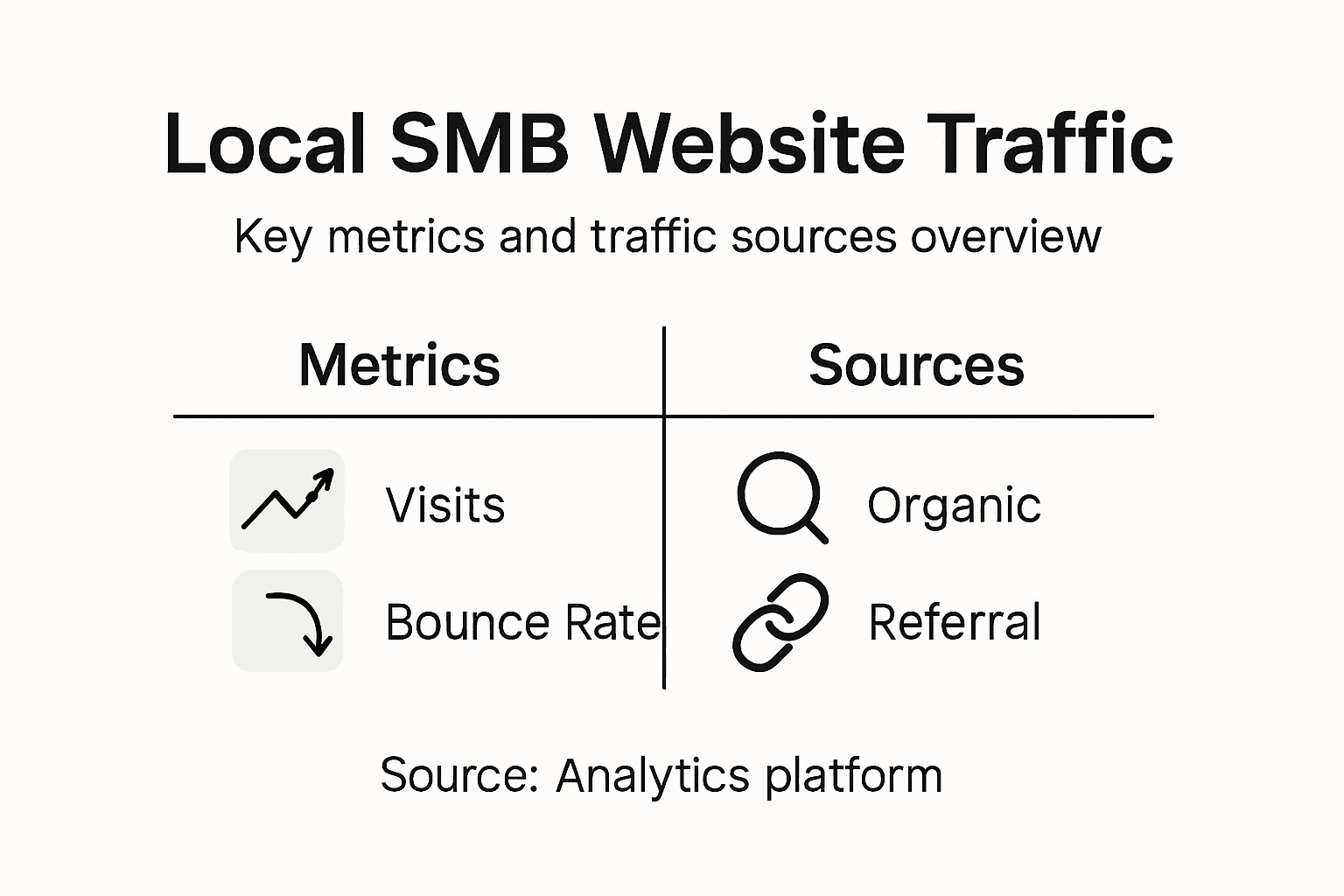 Infographic on SMB website traffic metrics and sources